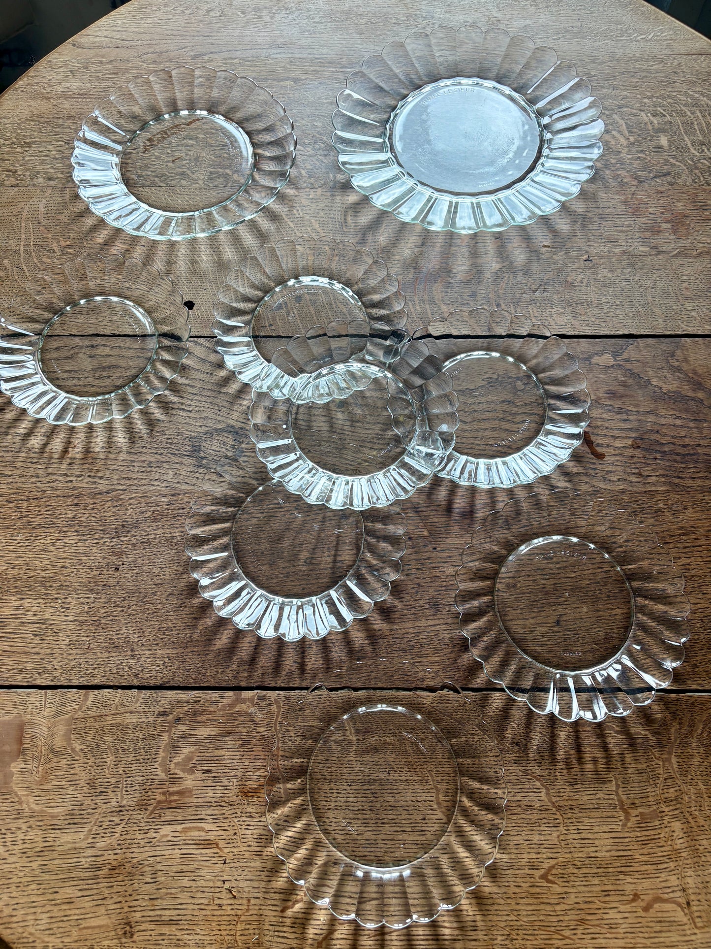 Service à dessert vintage en verre transparent