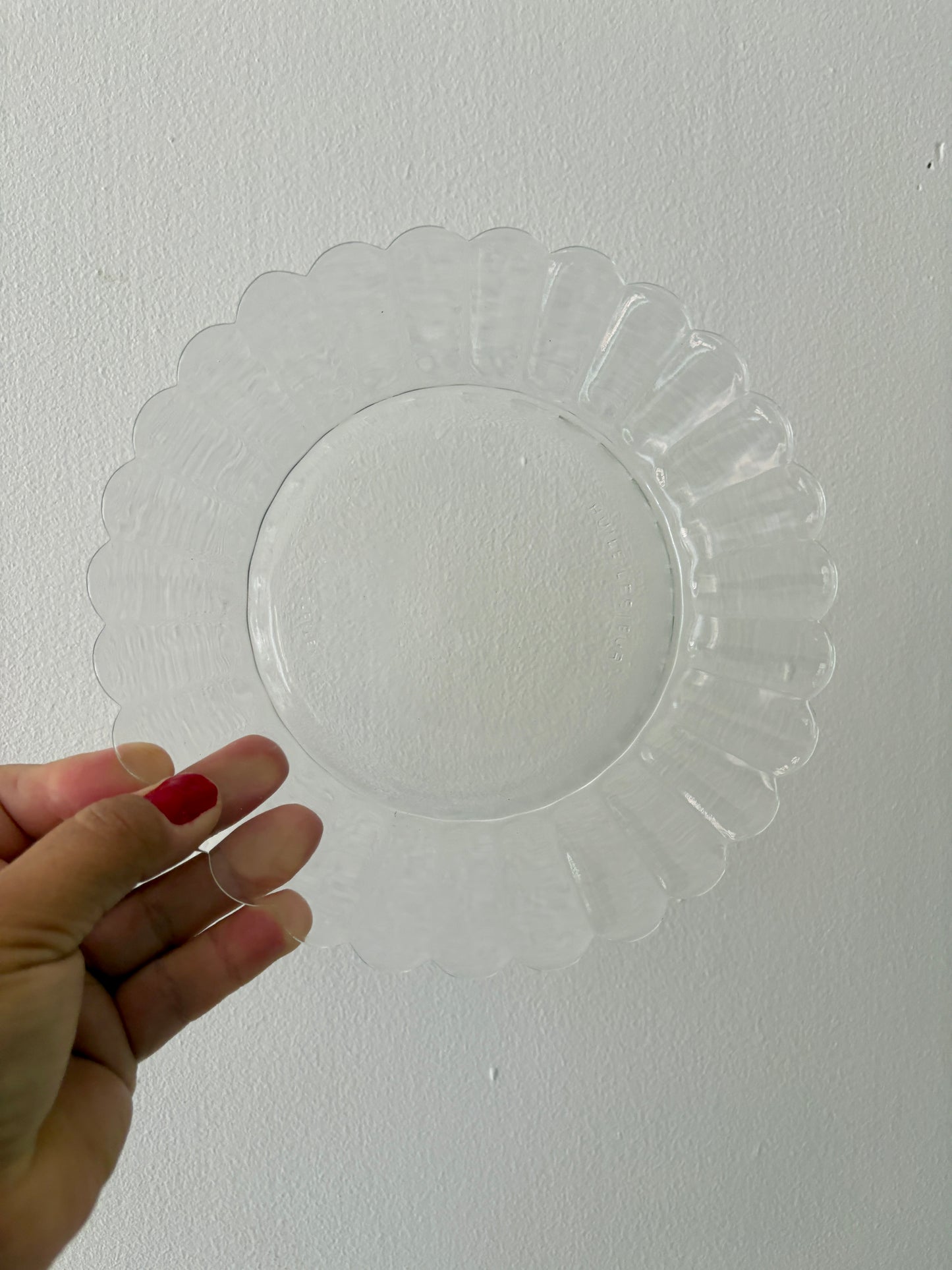 Service à dessert vintage en verre transparent