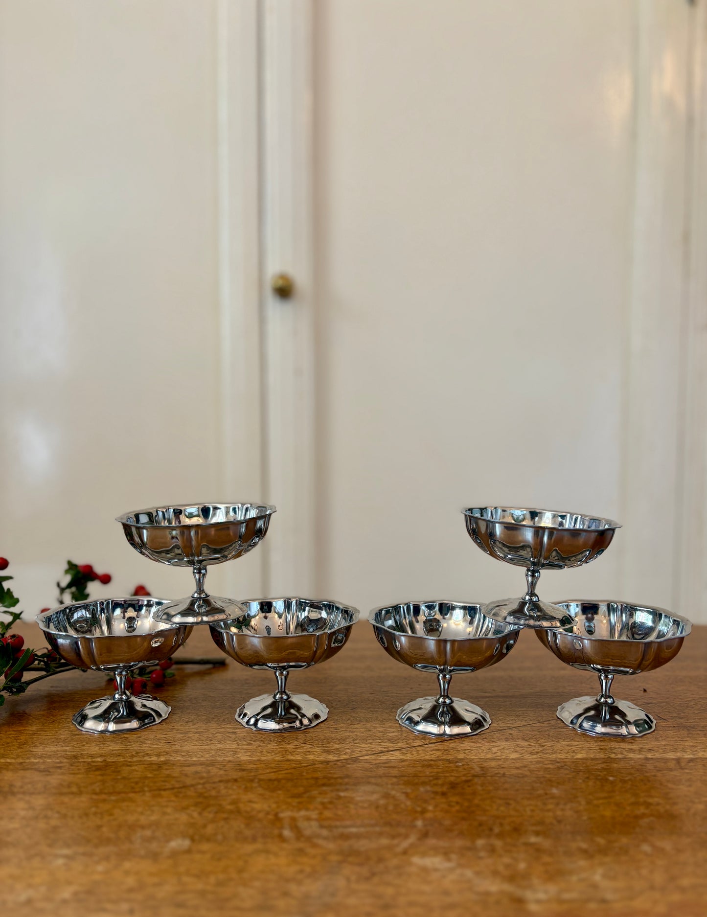 Lot de 6 coupes à dessert vintage en inox