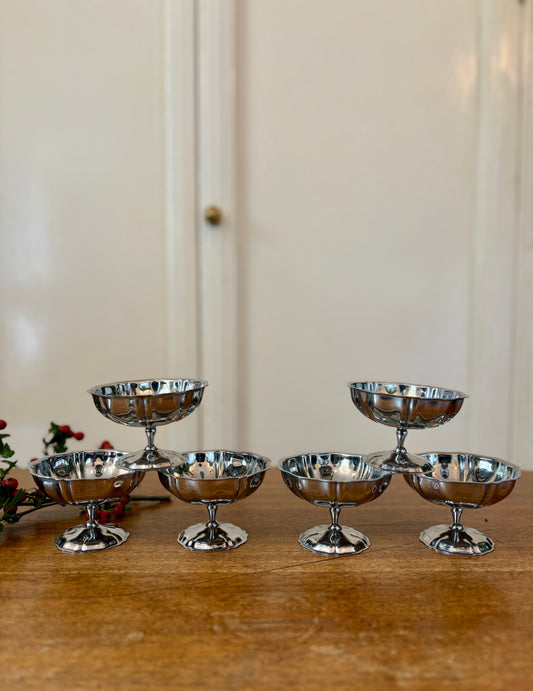 Lot de 6 coupes à dessert vintage en inox