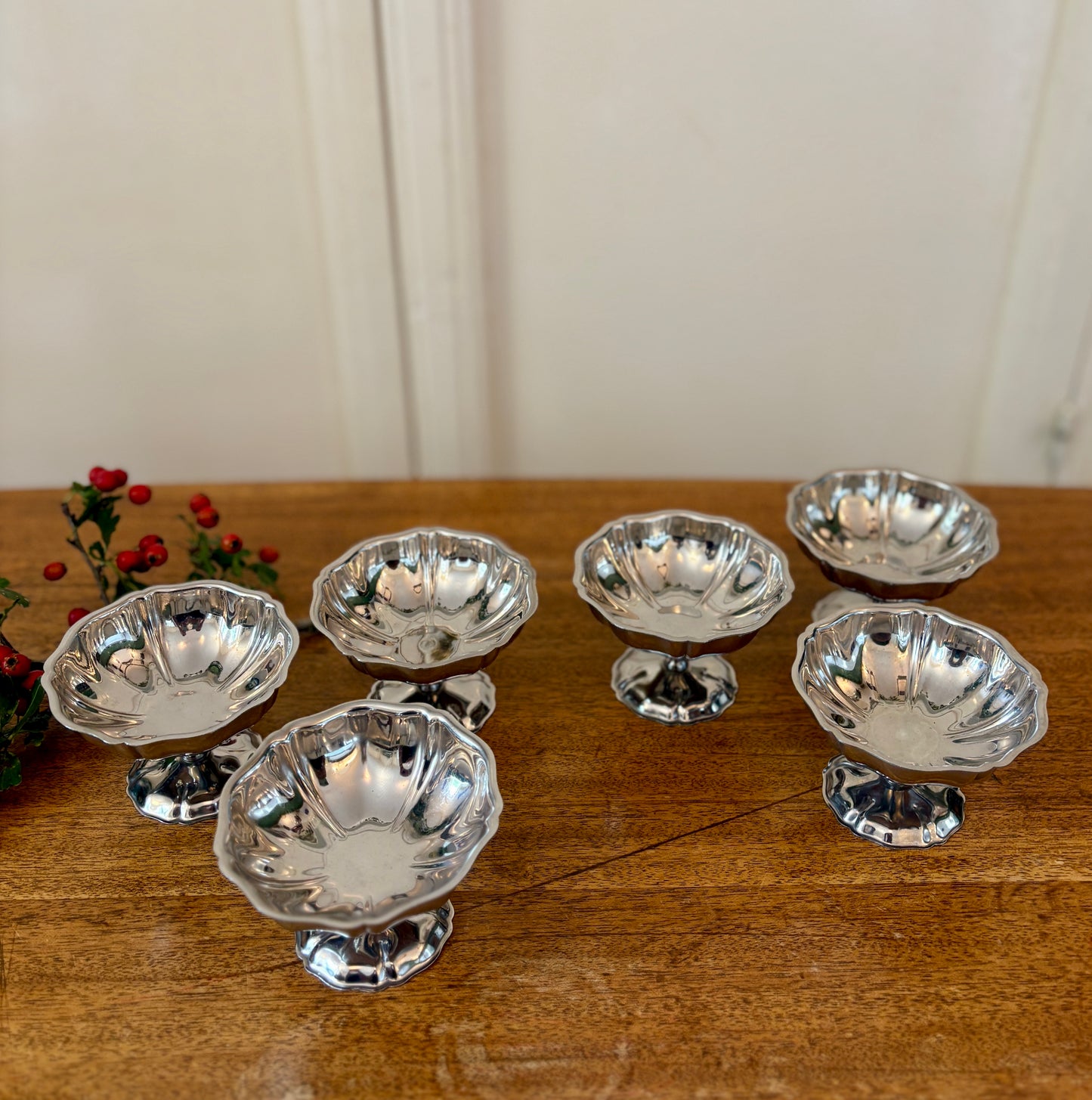 Lot de 6 coupes à dessert vintage en inox