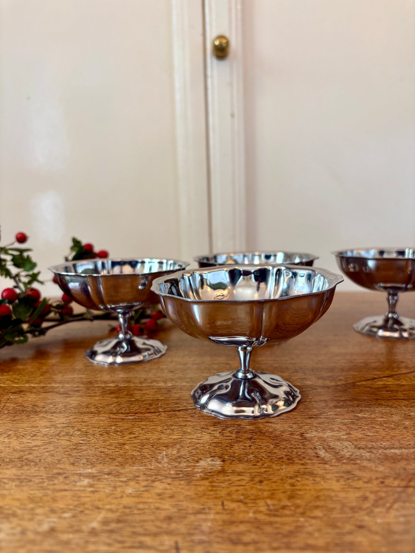 Lot de 6 coupes à dessert vintage en inox