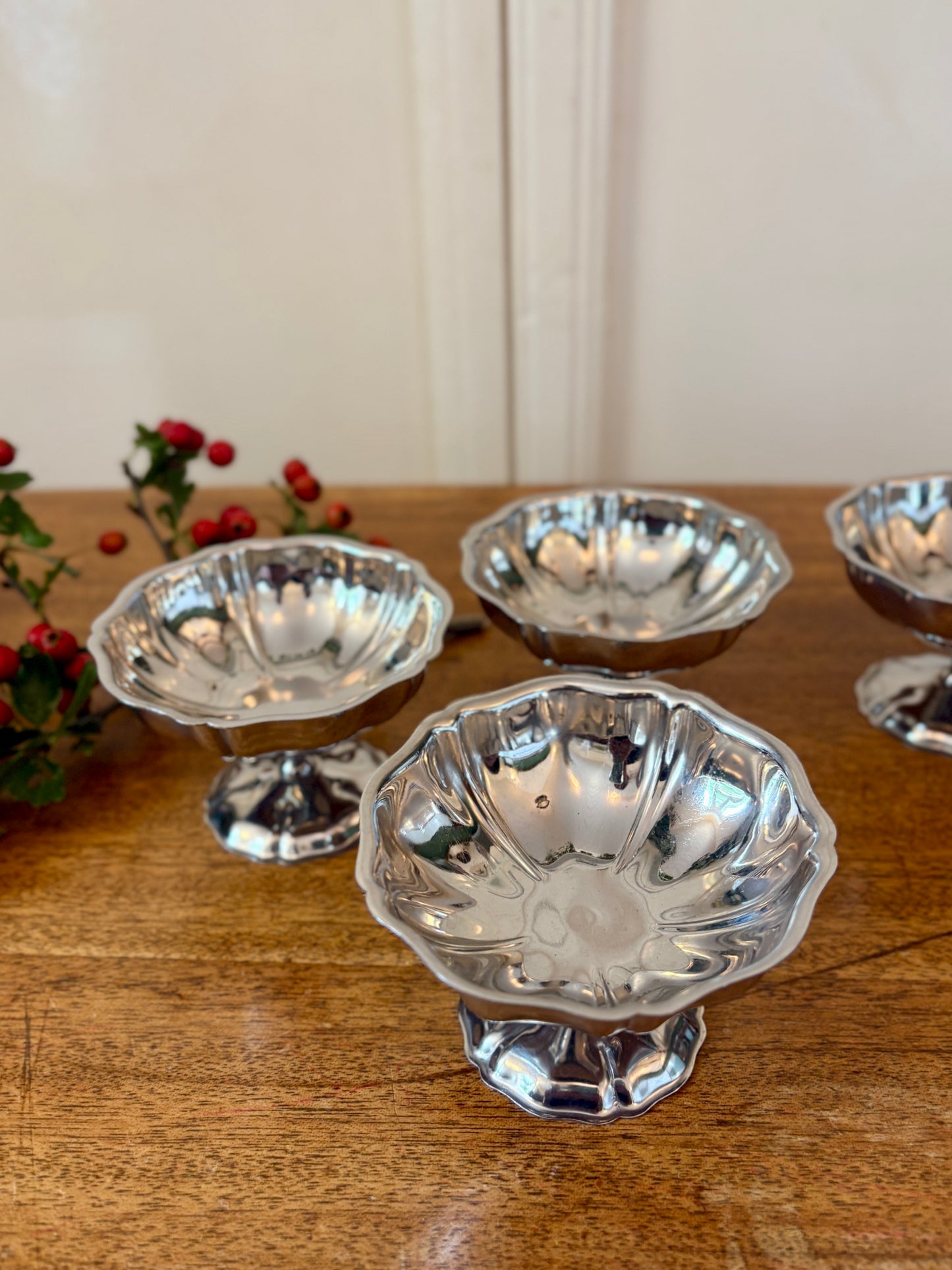 Lot de 6 coupes à dessert vintage en inox