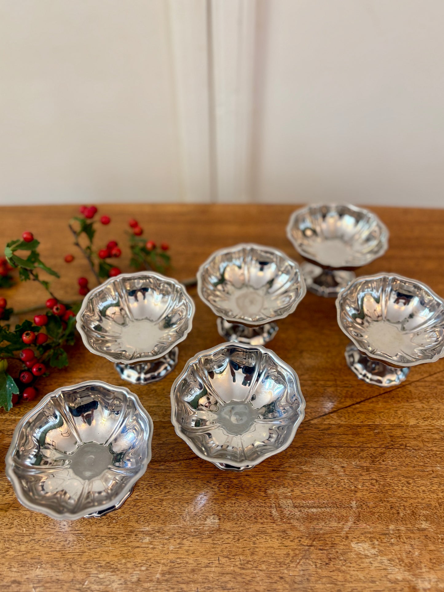 Lot de 6 coupes à dessert vintage en inox