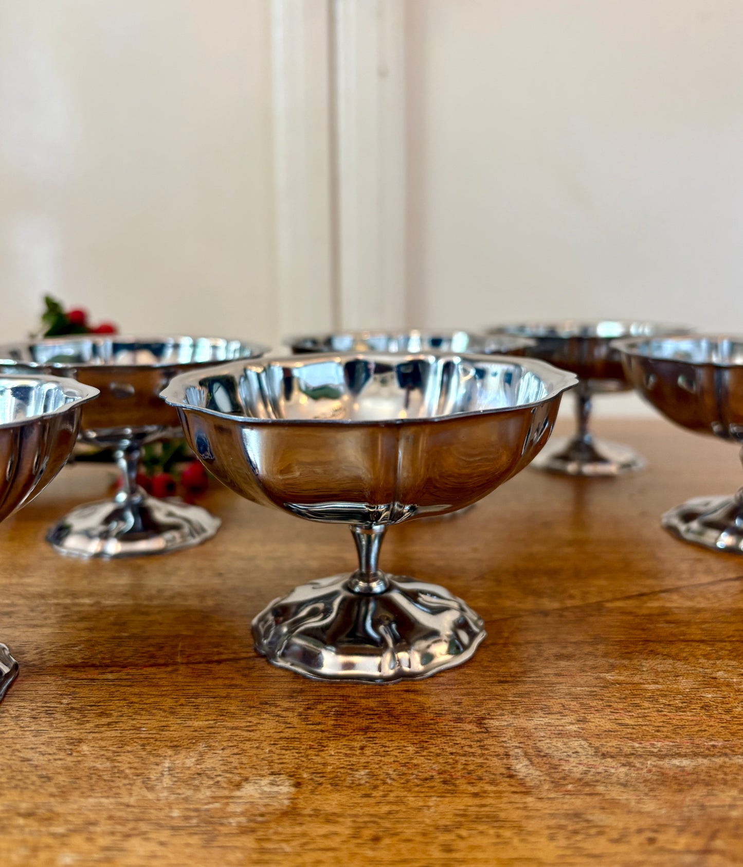 Lot de 6 coupes à dessert vintage en inox