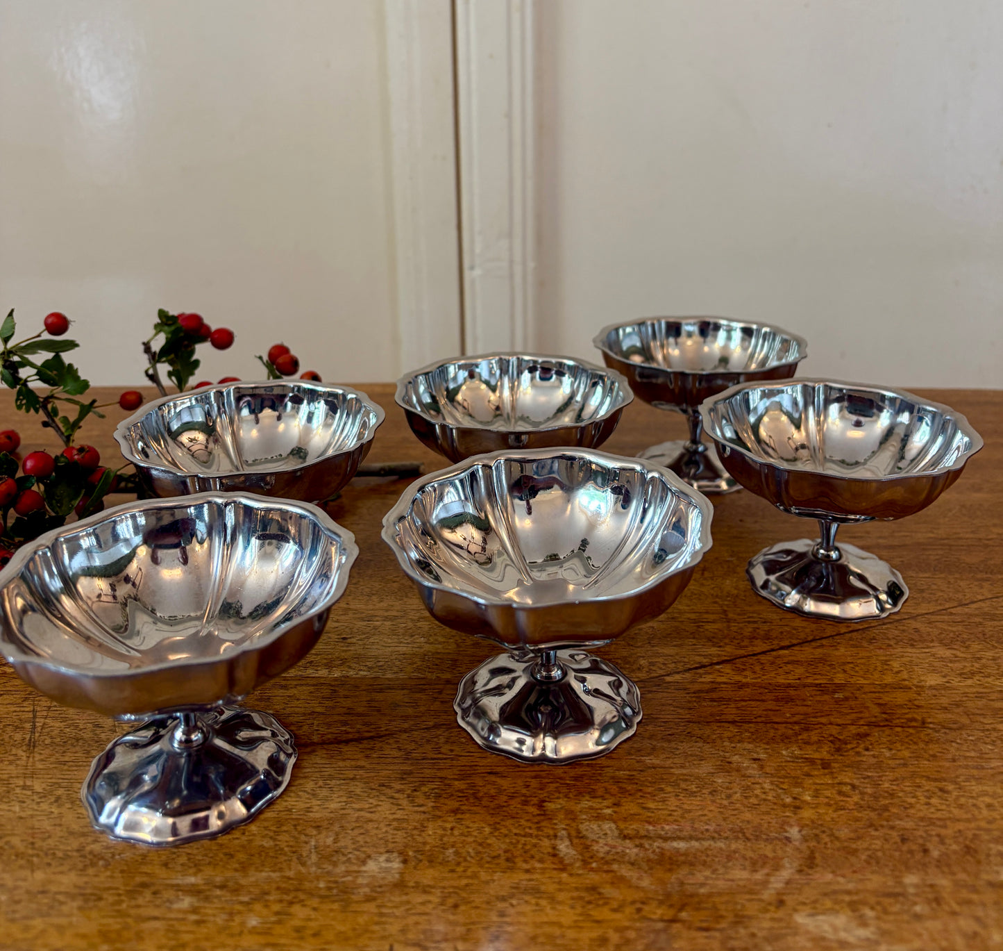 Lot de 6 coupes à dessert vintage en inox