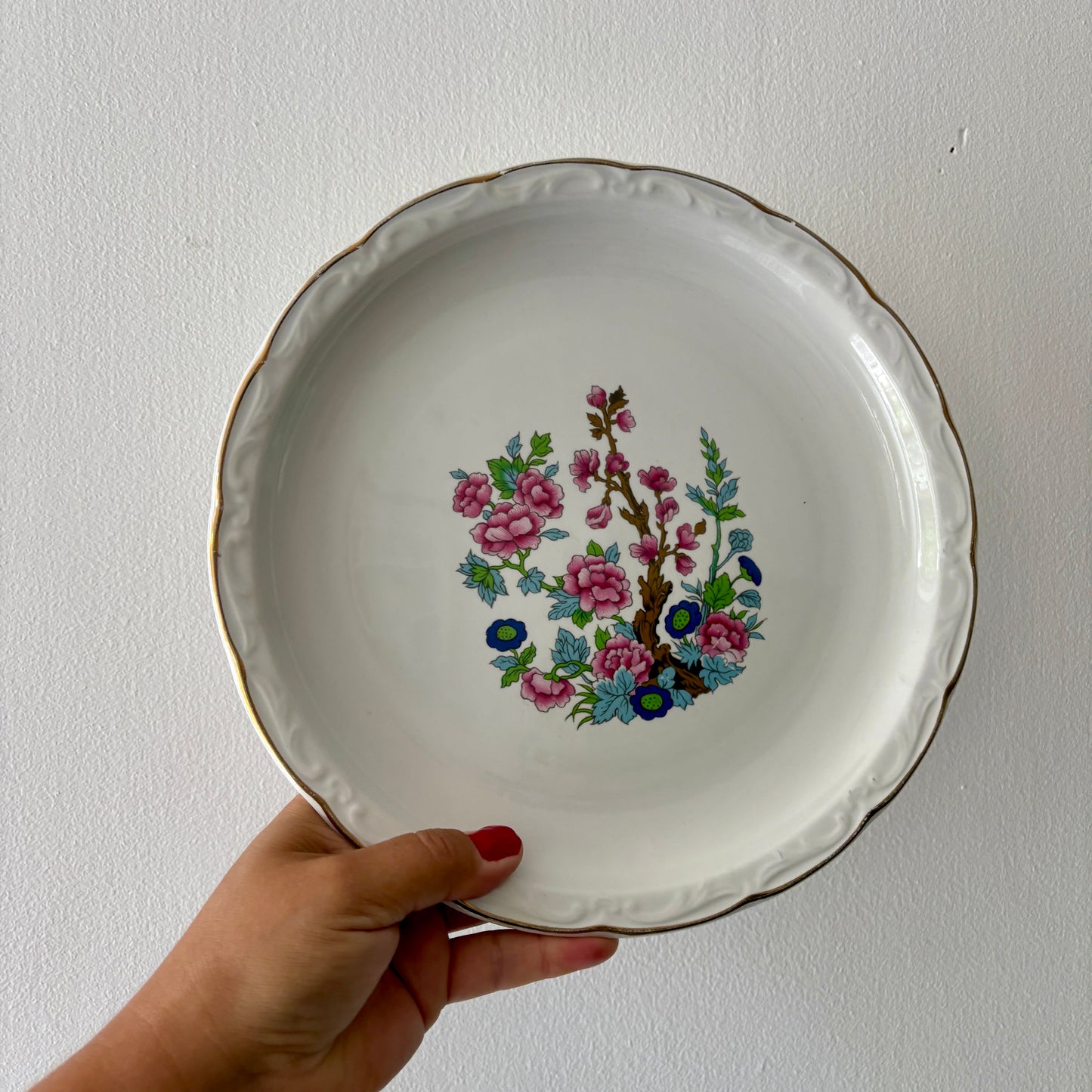 Lot de 6 assiettes plates vintage, modèle "Arbre indien" de Digoin