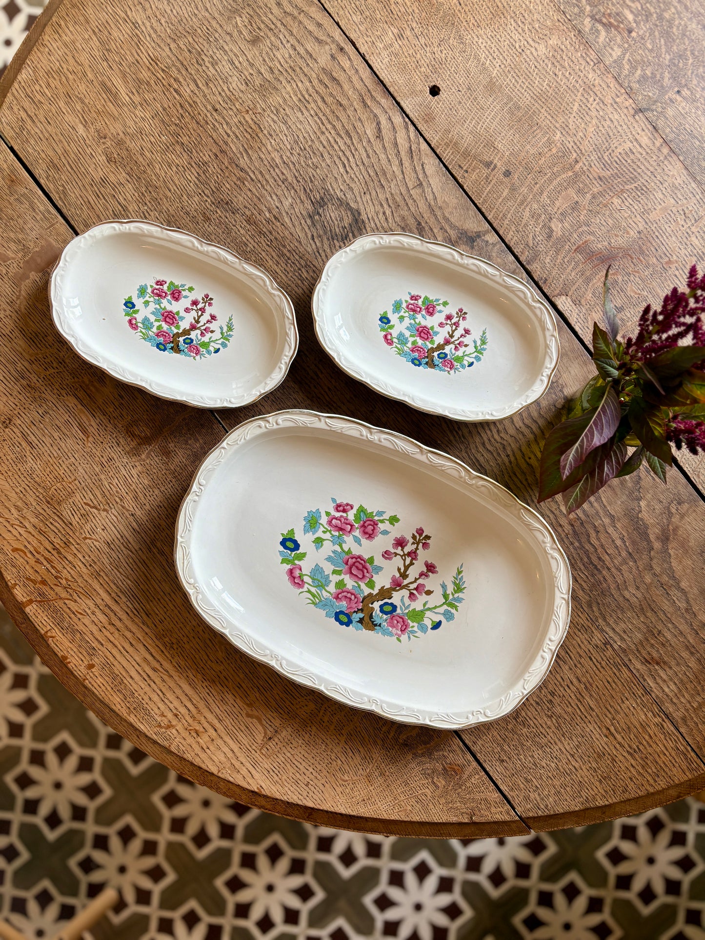 Lot de 3 raviers vintage, modèle "Arbre indien" de Digoin