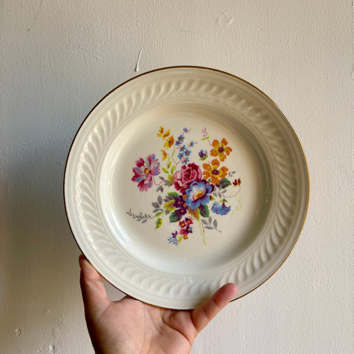 Lot de 12 assiettes plates vintage - Fleurette de Gien