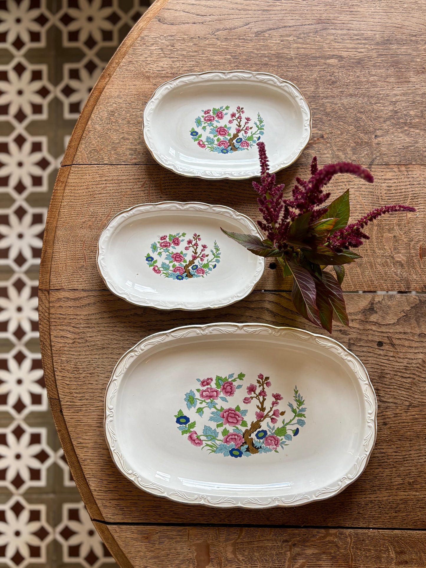 Lot de 3 raviers vintage, modèle "Arbre indien" de Digoin