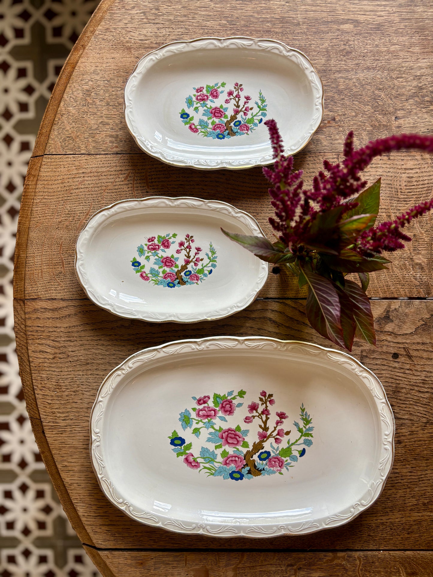 Lot de 3 raviers vintage, modèle "Arbre indien" de Digoin