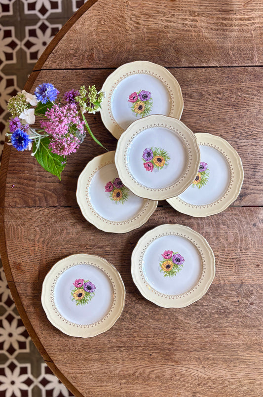 Lot de 6 assiettes à dessert vintage modèle Coopélia - L'Amandinoise