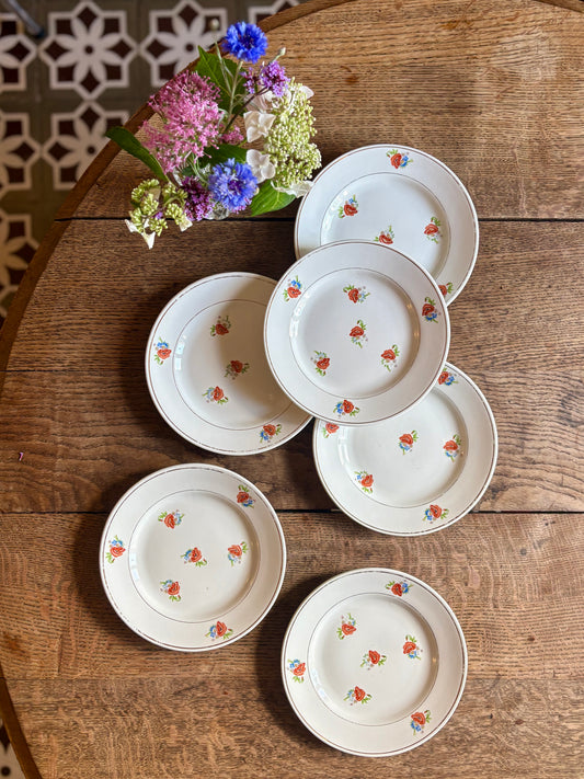 Lot de 6 assiettes à dessert vintage Moulin des Loups