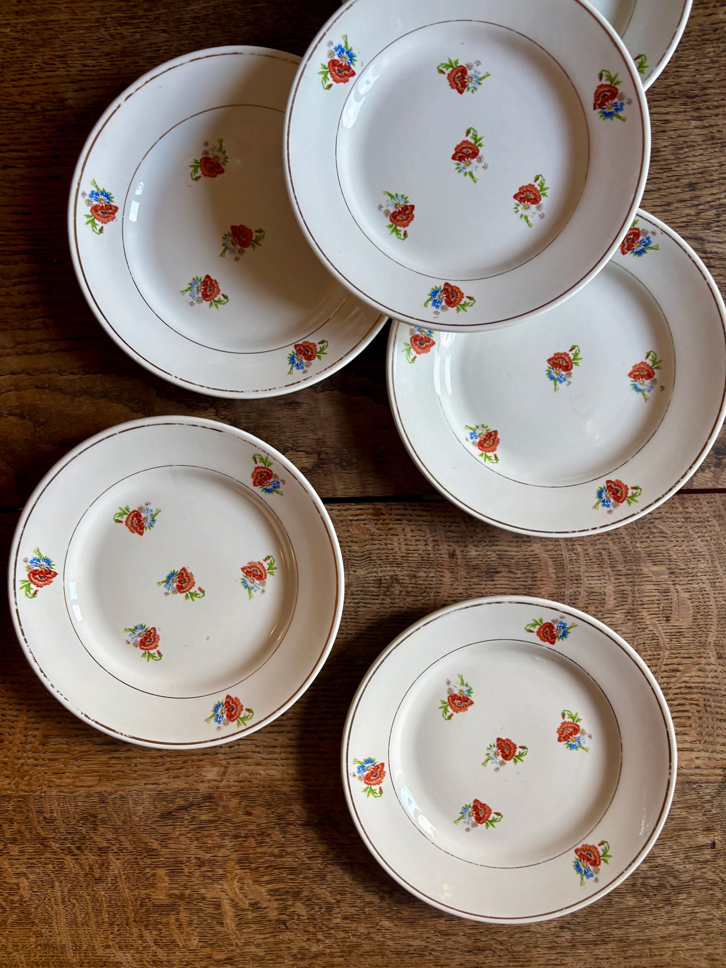 Lot de 6 assiettes à dessert vintage Moulin des Loups