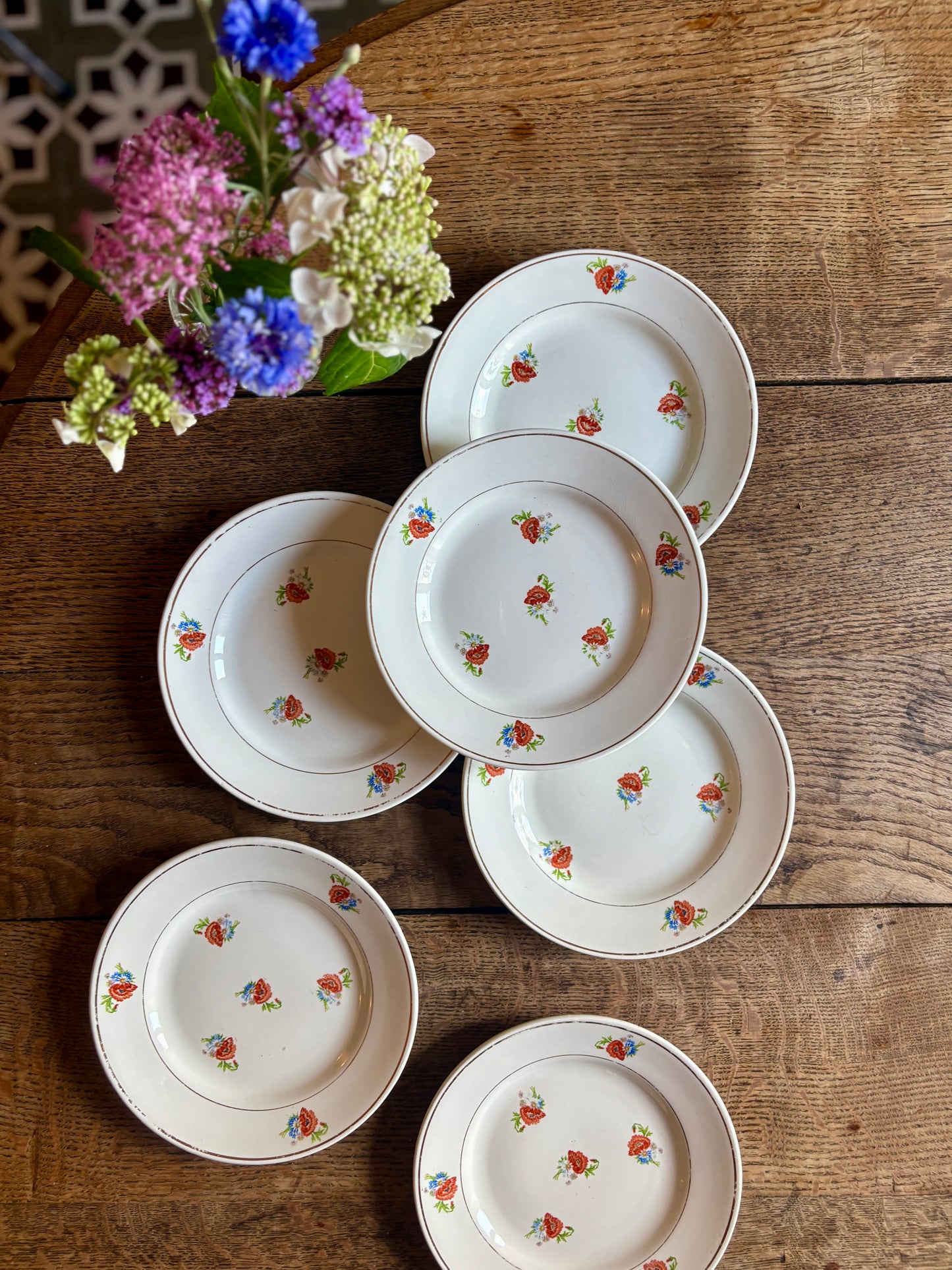 Lot de 6 assiettes à dessert vintage Moulin des Loups