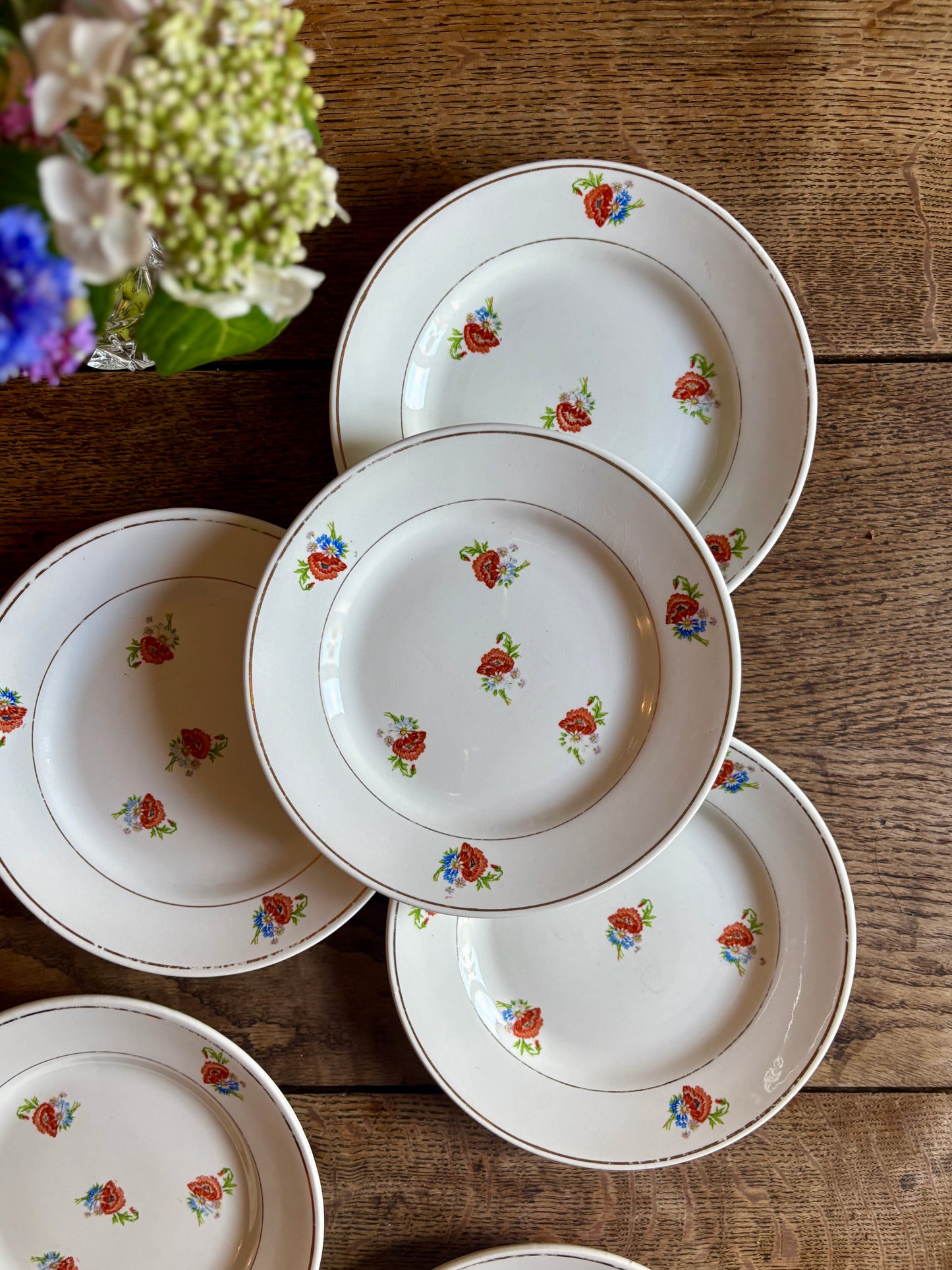 Lot de 6 assiettes à dessert vintage Moulin des Loups