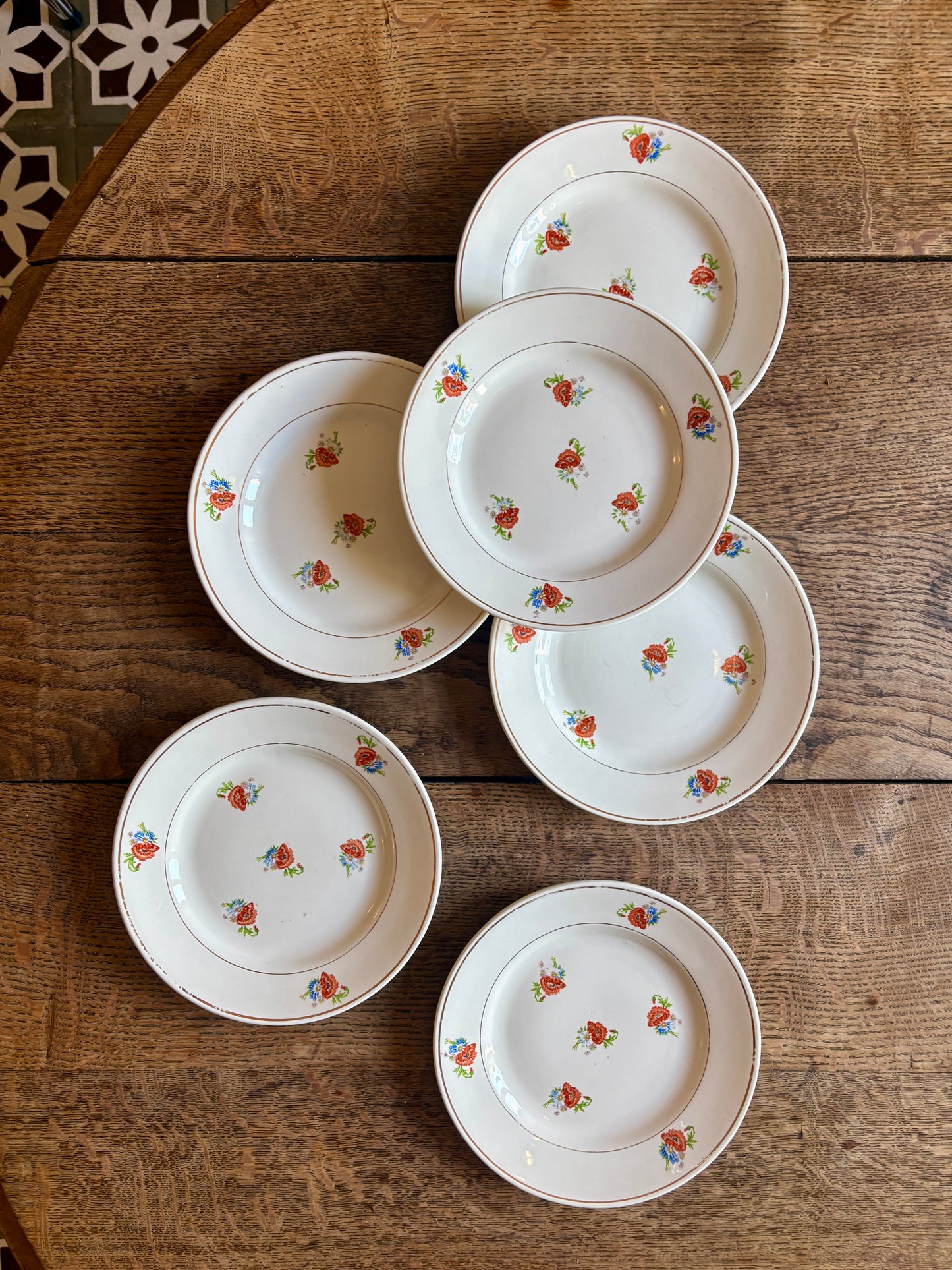 Lot de 6 assiettes à dessert vintage Moulin des Loups