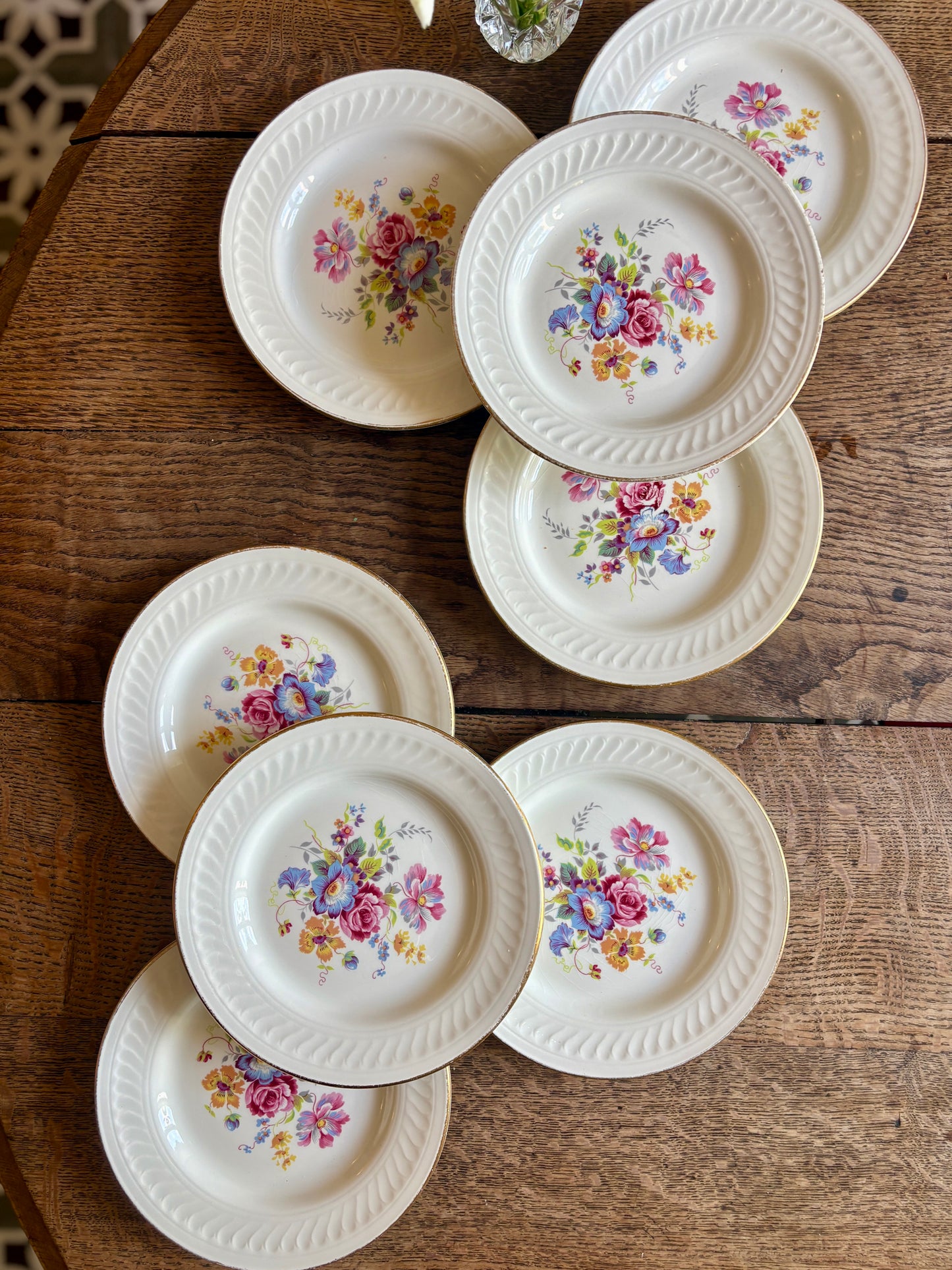 Lot de 8 assiettes à dessert vintage - Fleurette de Gien