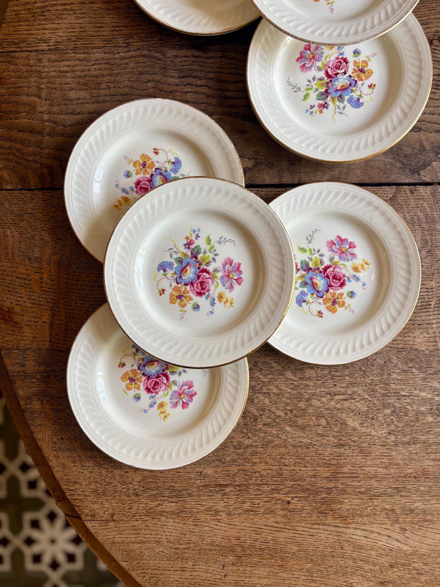 Lot de 8 assiettes à dessert vintage - Fleurette de Gien
