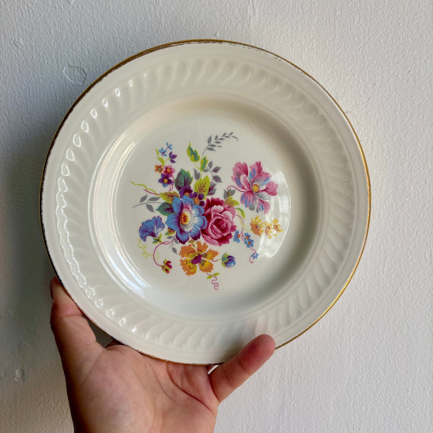 Lot de 8 assiettes à dessert vintage - Fleurette de Gien