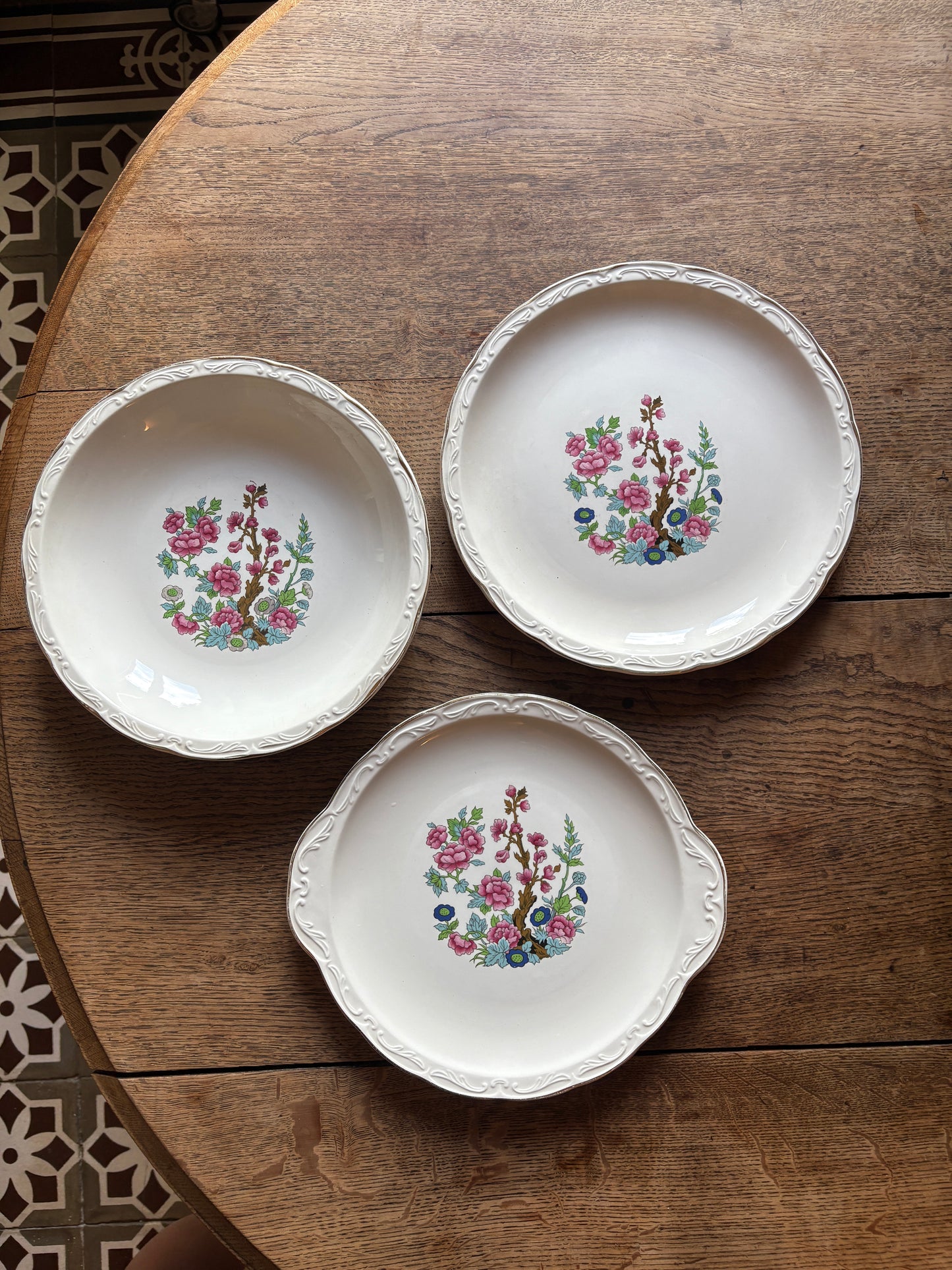 Lot de 3 plats vintage, modèle "Arbre indien" de Digoin