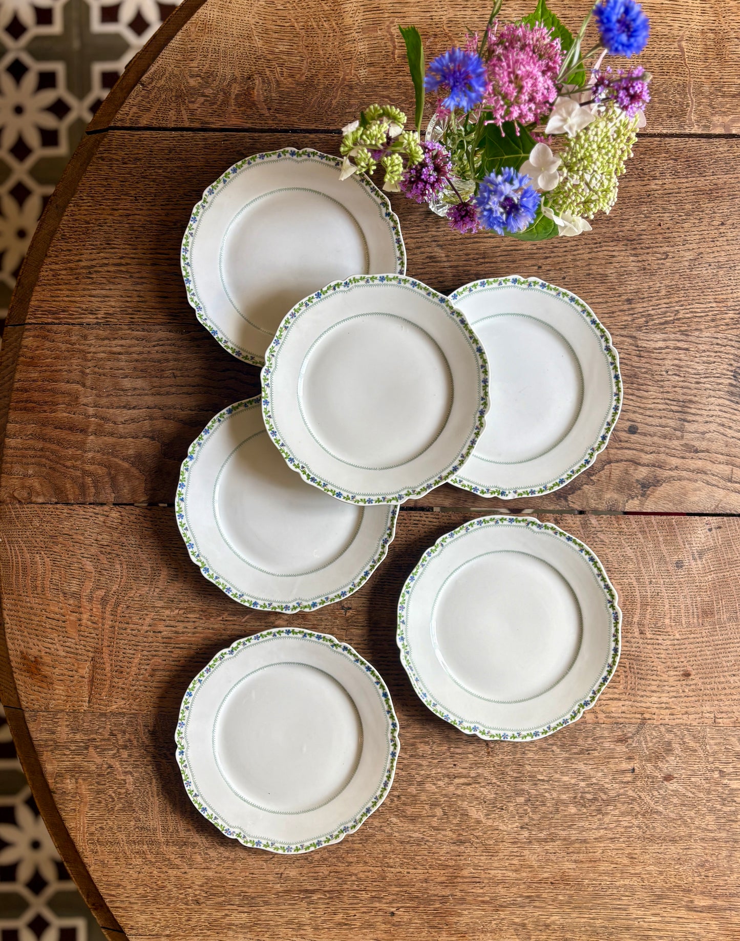 Lot de 6 assiettes à dessert vintage en porcelaine de Limoges