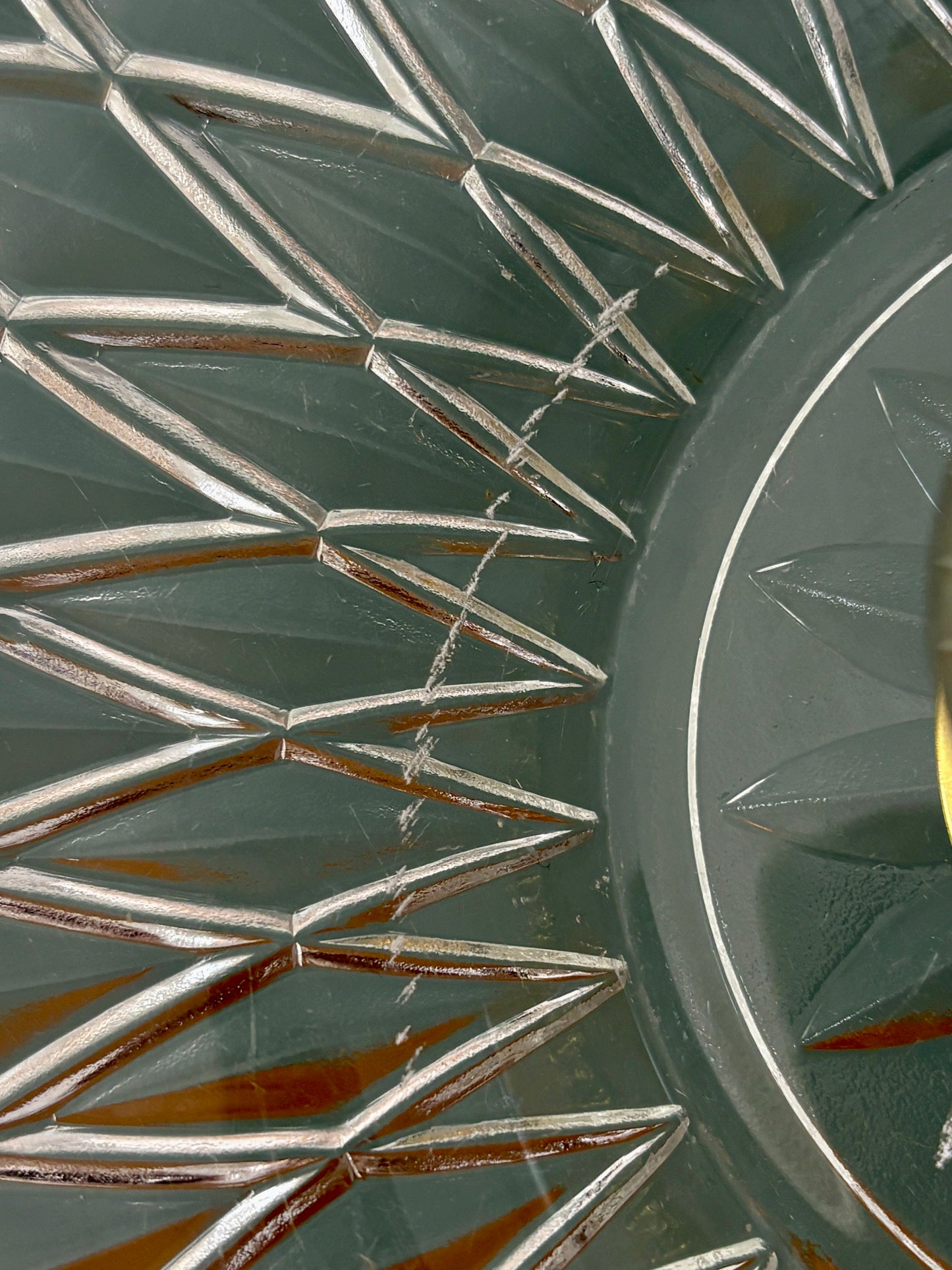 Suspension abat-jour vintage en verre moulé - collection vaisselle -