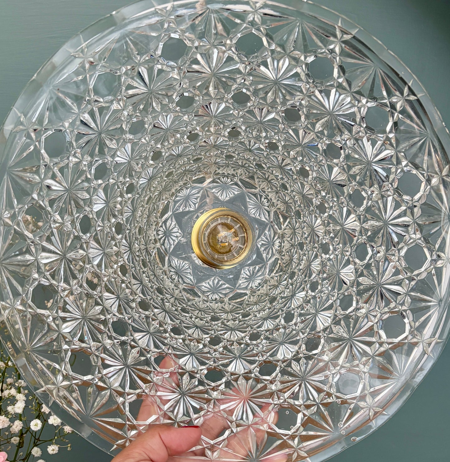 Suspension abat-jour vintage en verre moulé - collection vaisselle -