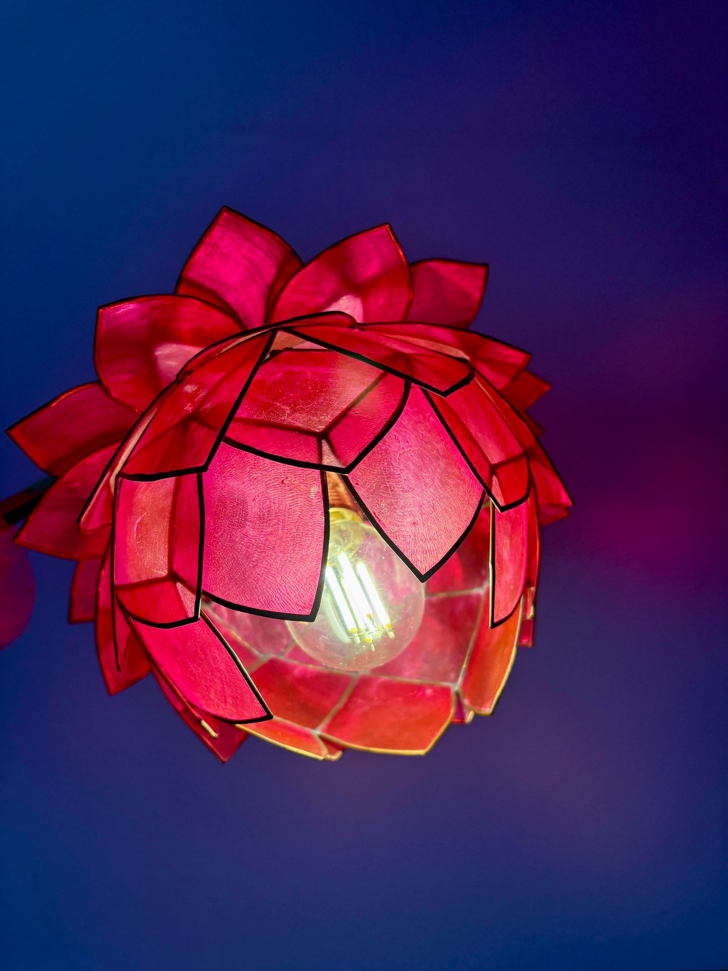 Applique coudée abat-jour vintage en nacre rose