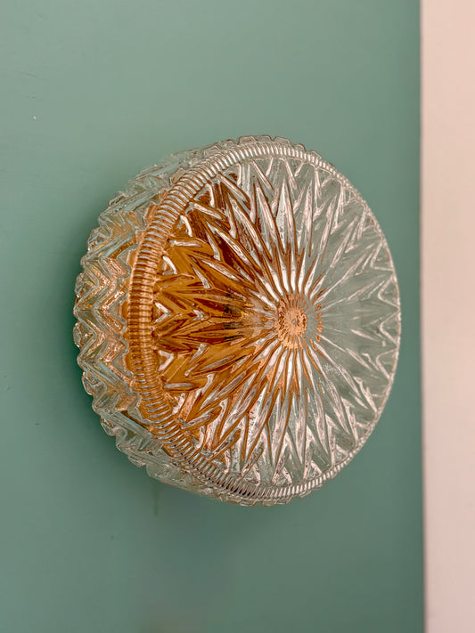 Applique/plafonnier globe vintage en verre moulé  (VP1)