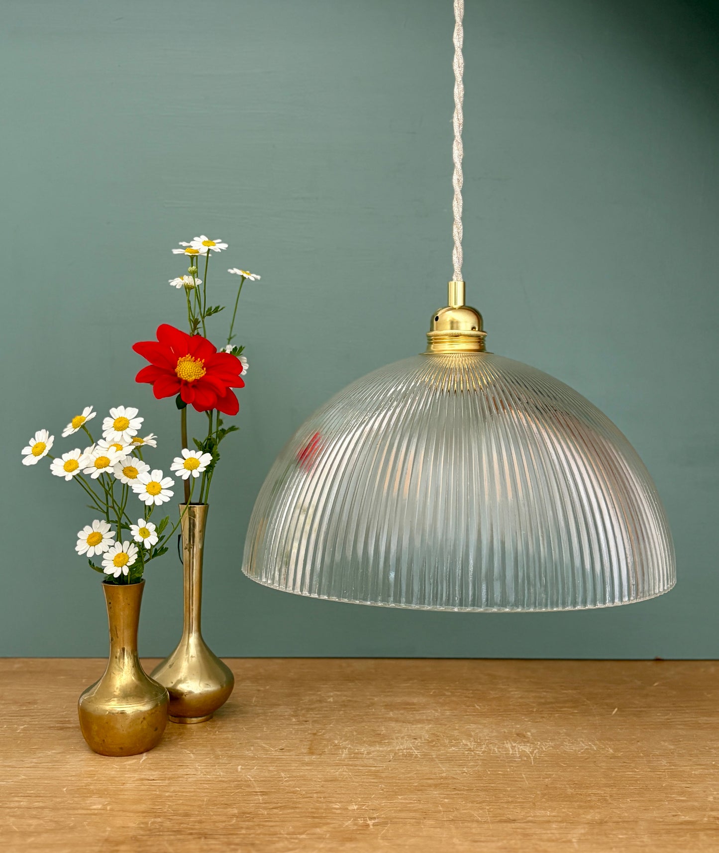 Suspension abat-jour en verre strié