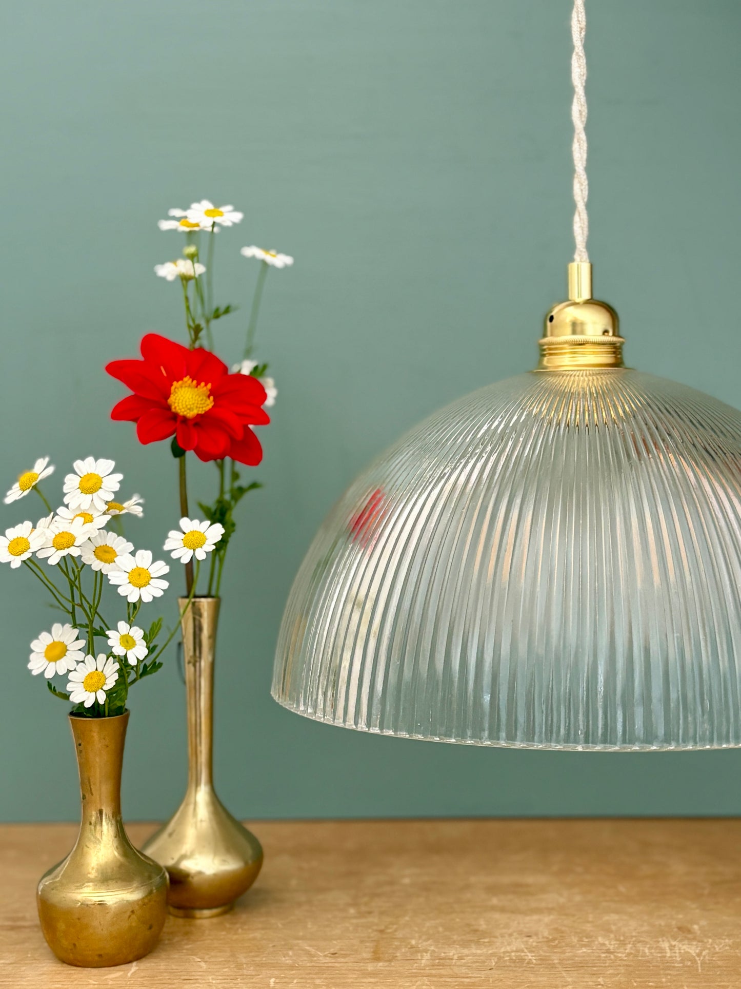 Suspension abat-jour en verre strié