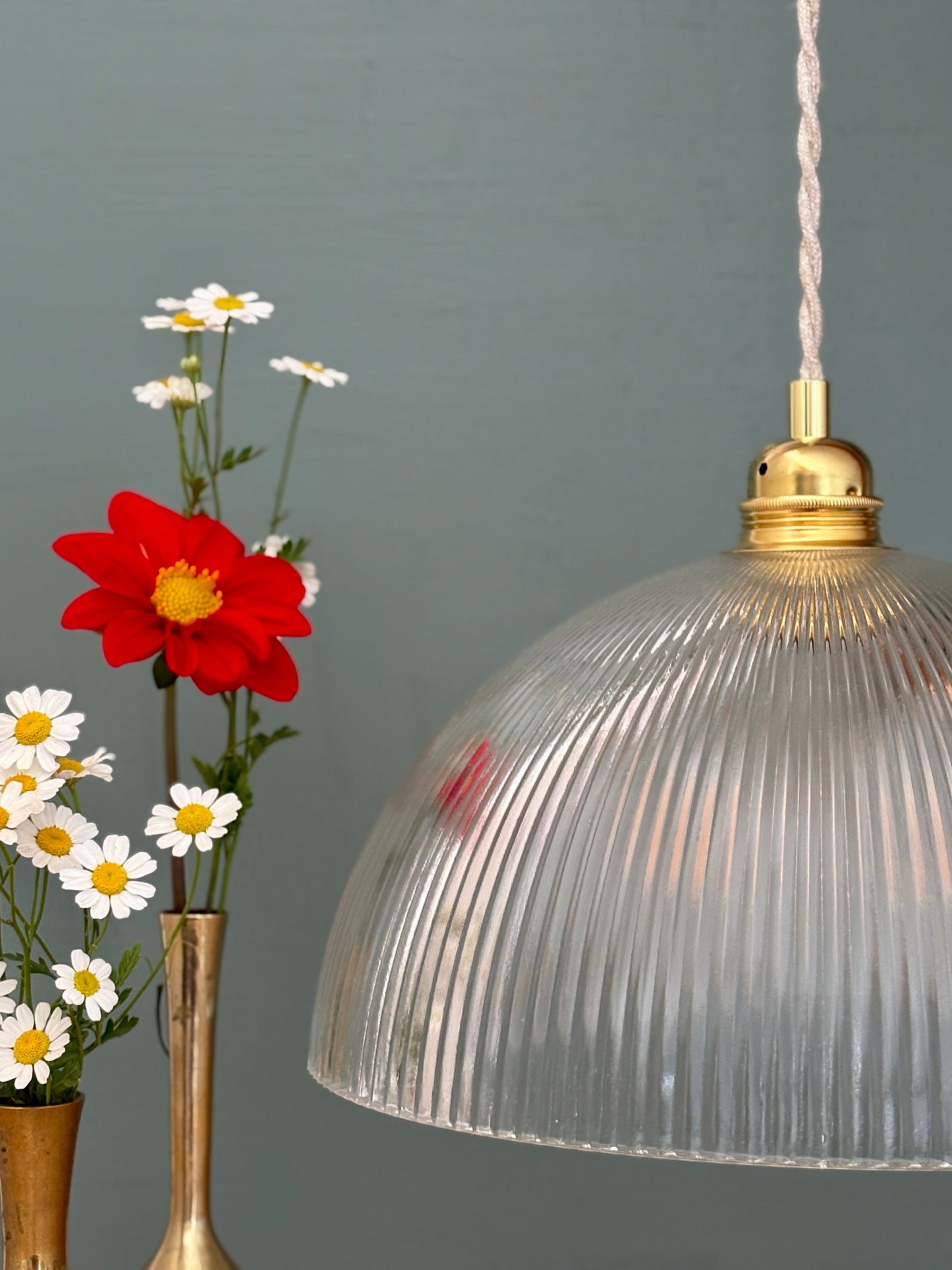 Suspension abat-jour en verre strié