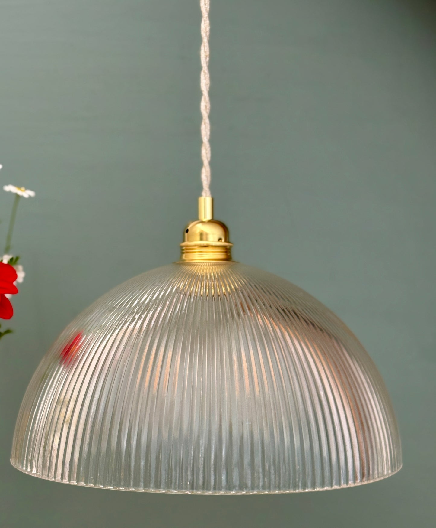 Suspension abat-jour en verre strié