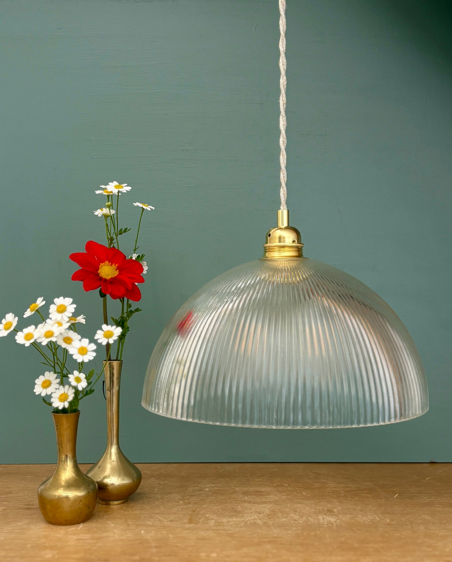 Suspension abat-jour en verre strié