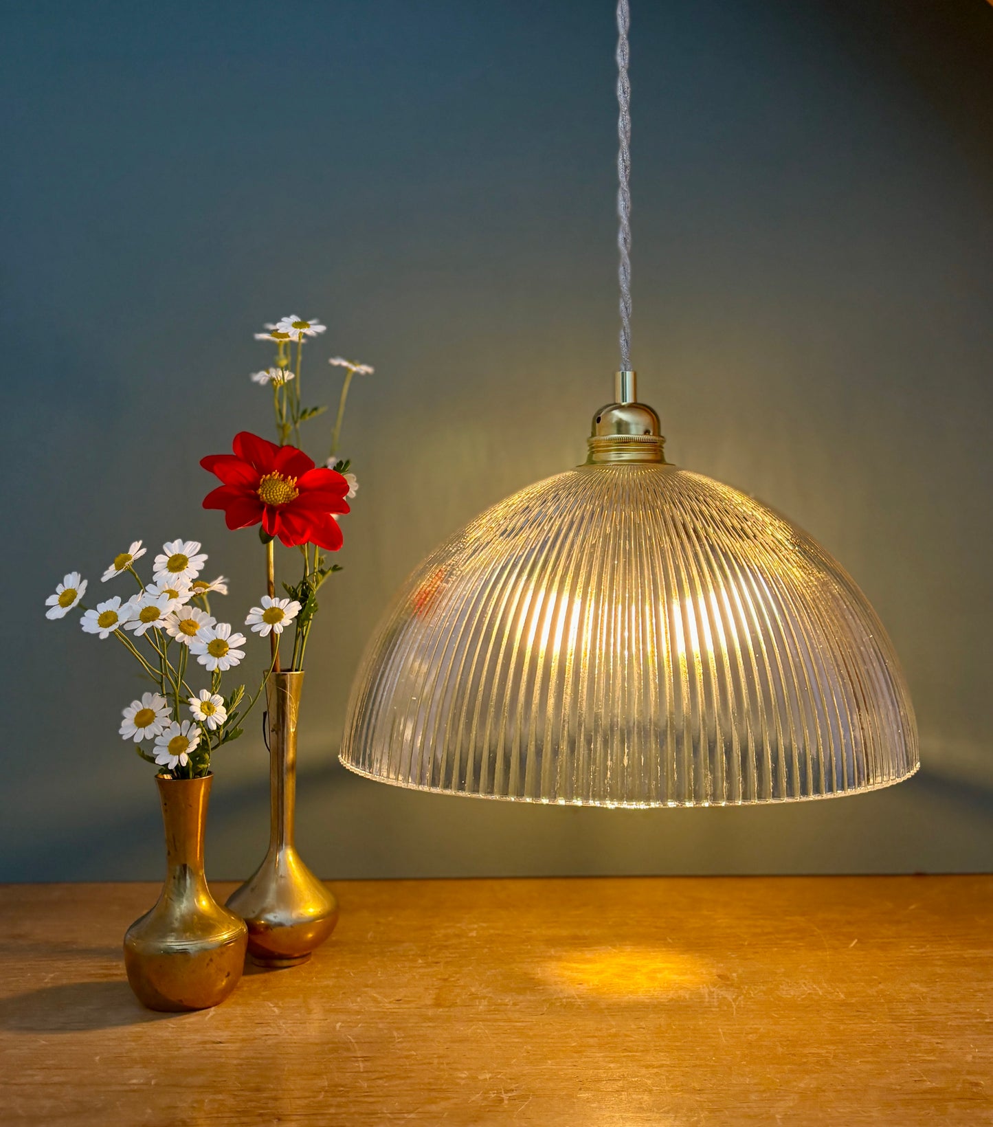 Suspension abat-jour en verre strié