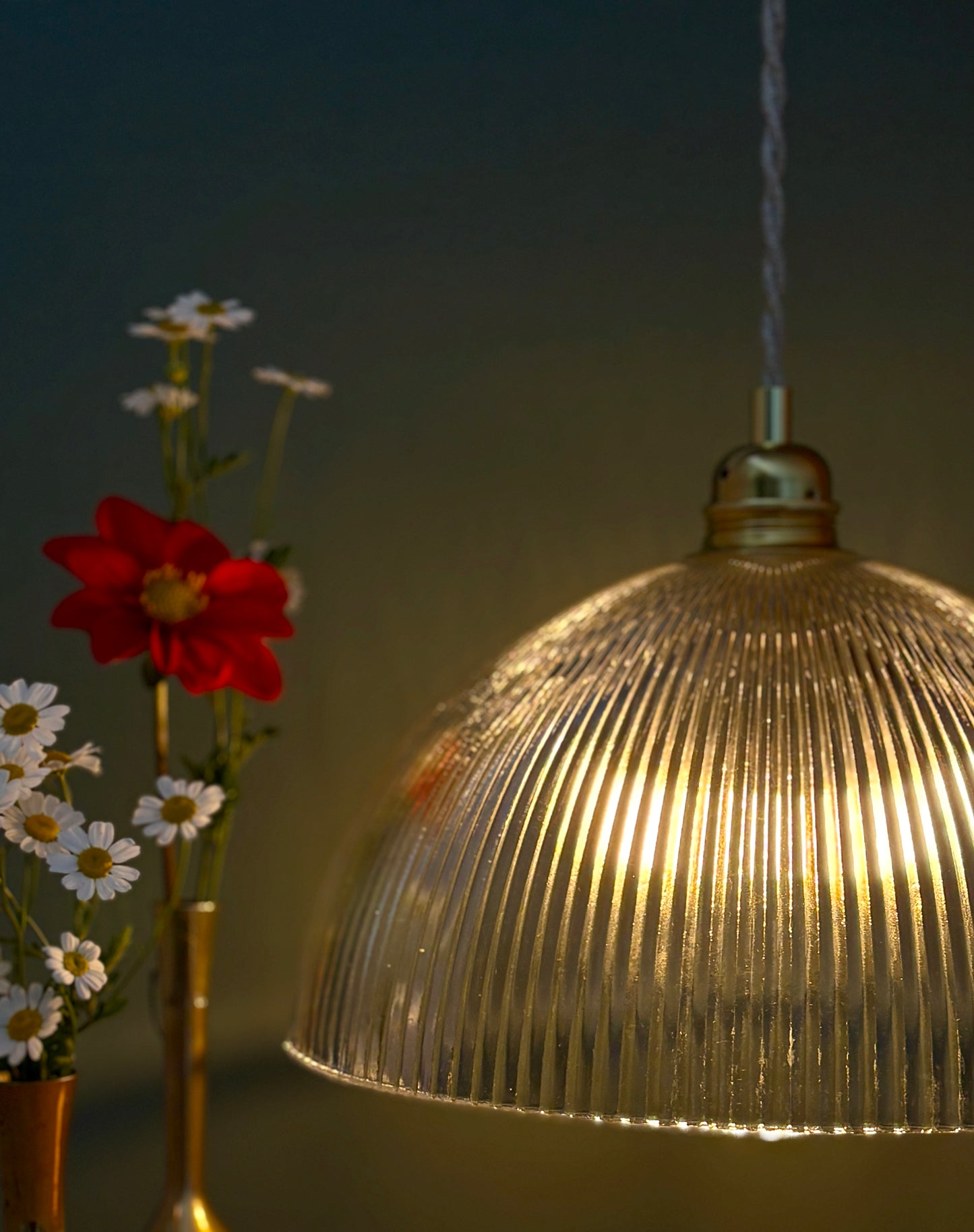 Suspension abat-jour en verre strié