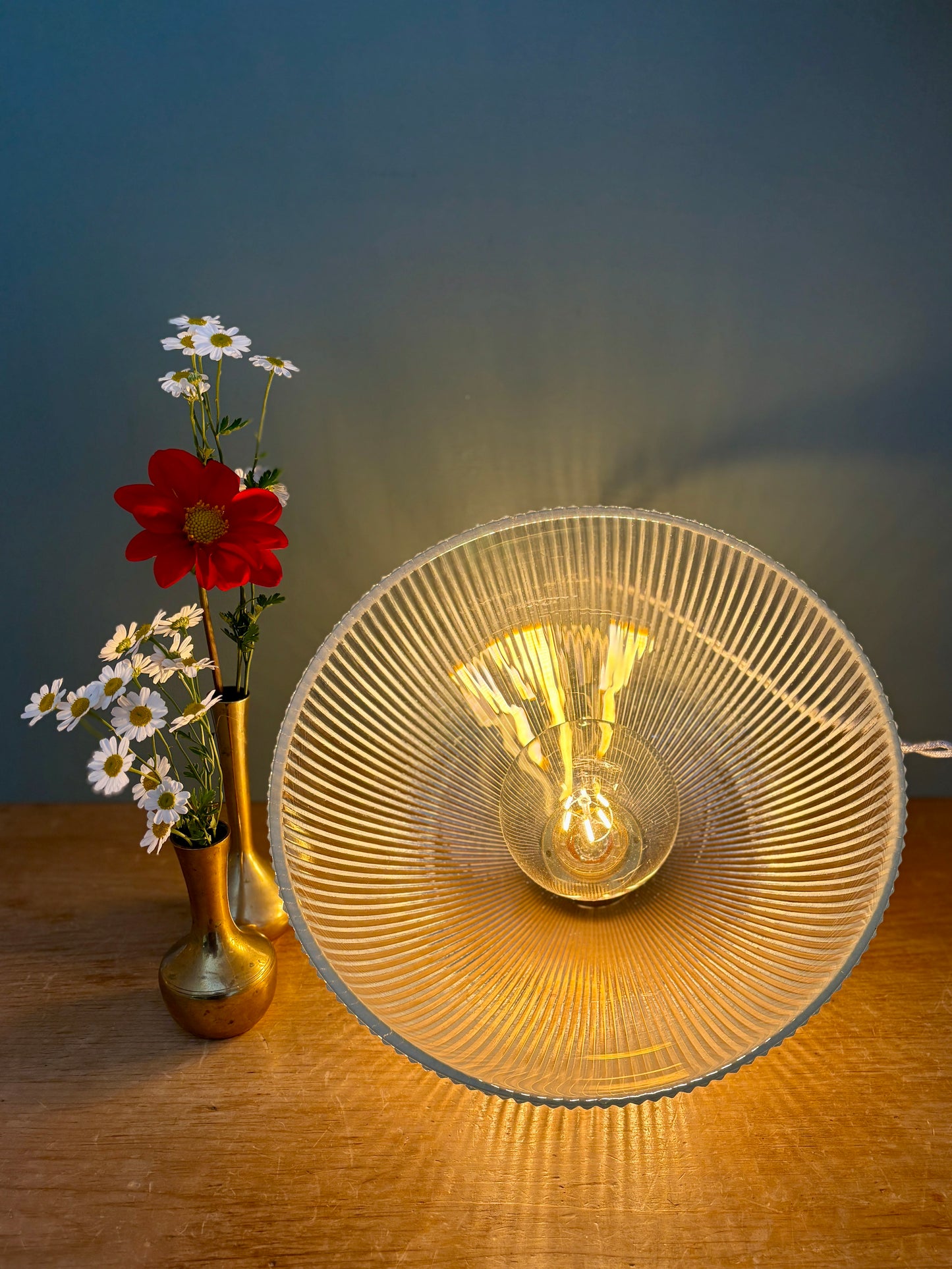 Suspension abat-jour en verre strié