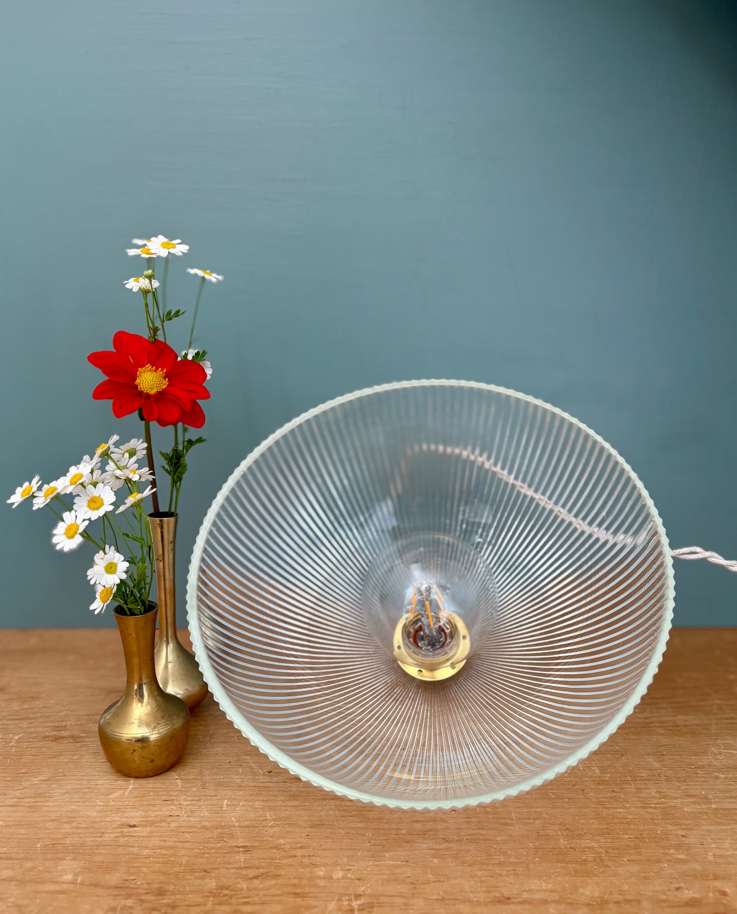 Suspension abat-jour en verre strié