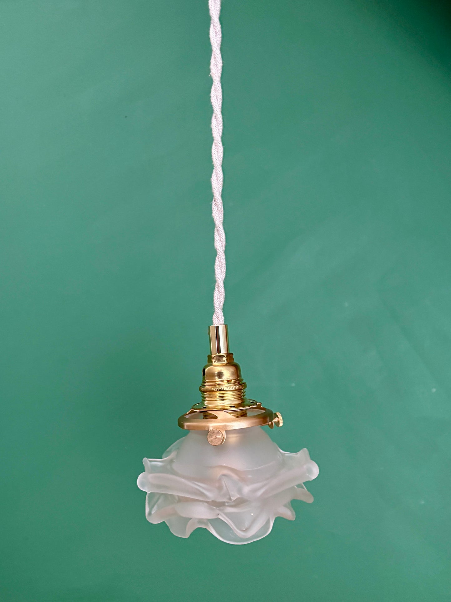 Suspension tulipe vintage en verre dépoli en forme de fleur