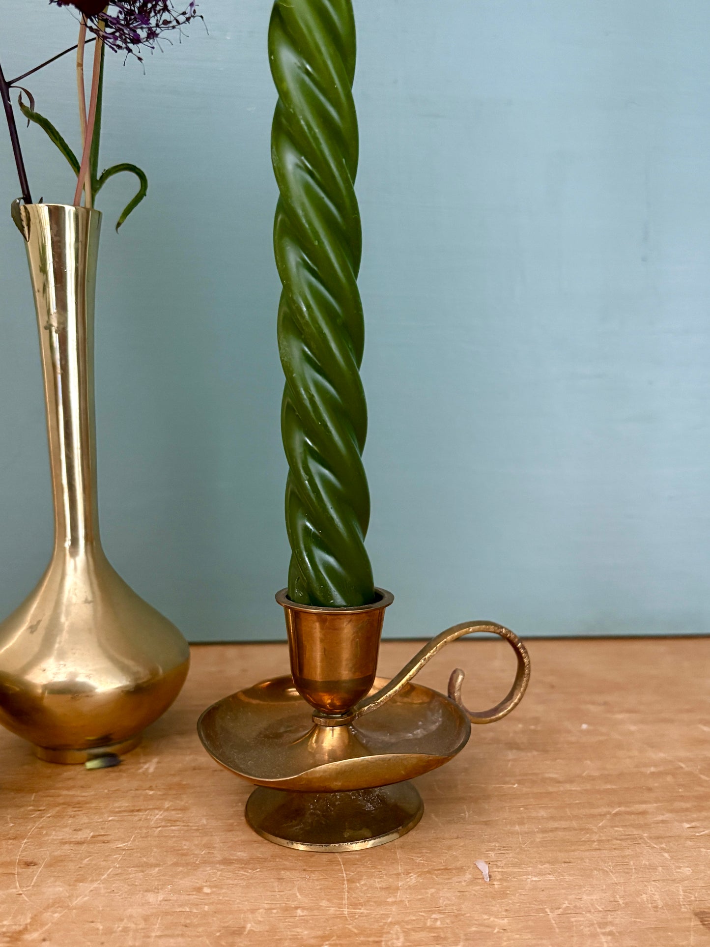 Bougeoir - chandelier ancien en laiton (B3)