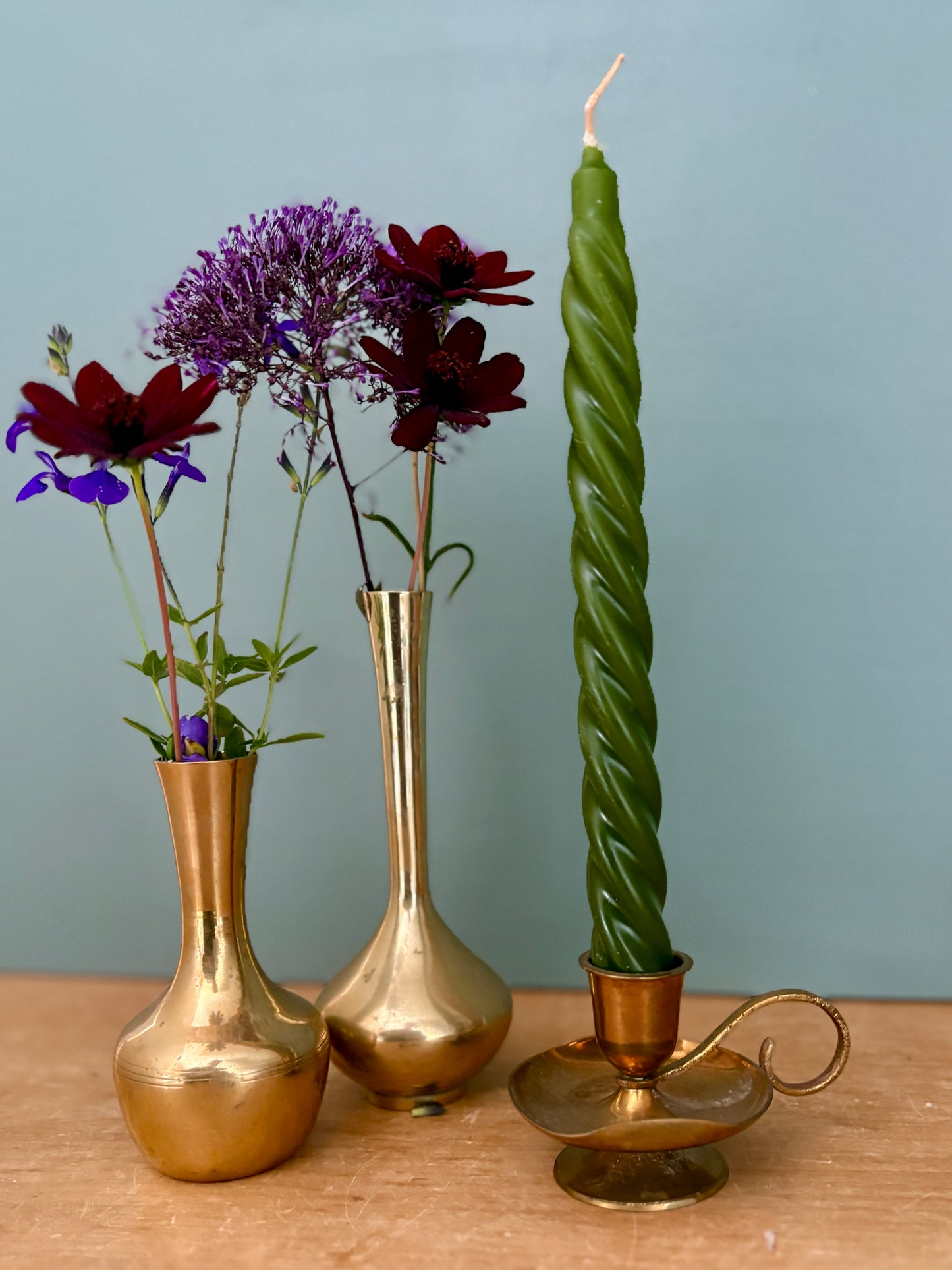 Bougeoir - chandelier ancien en laiton (B3)