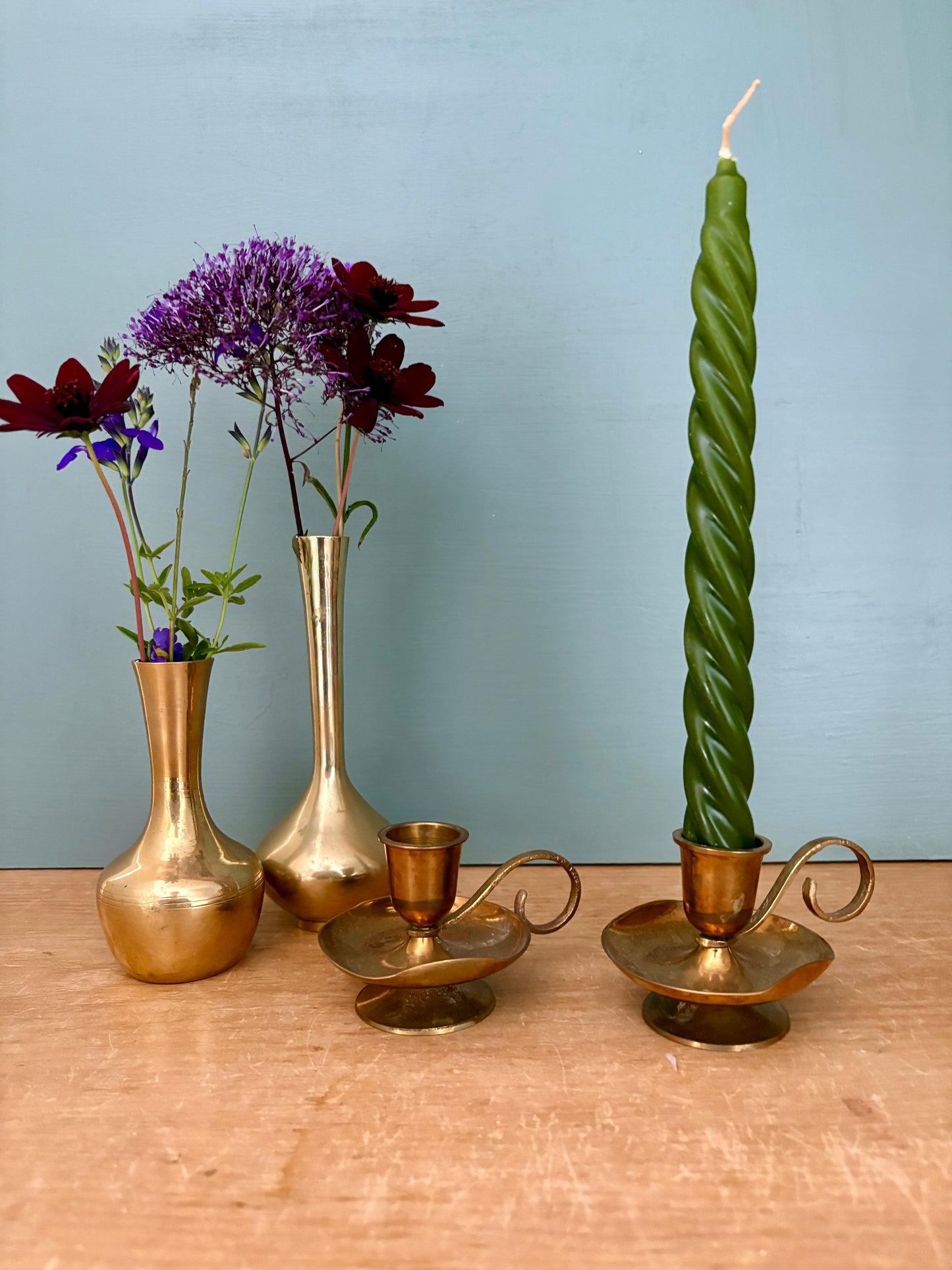 Bougeoir - chandelier ancien en laiton (B3)