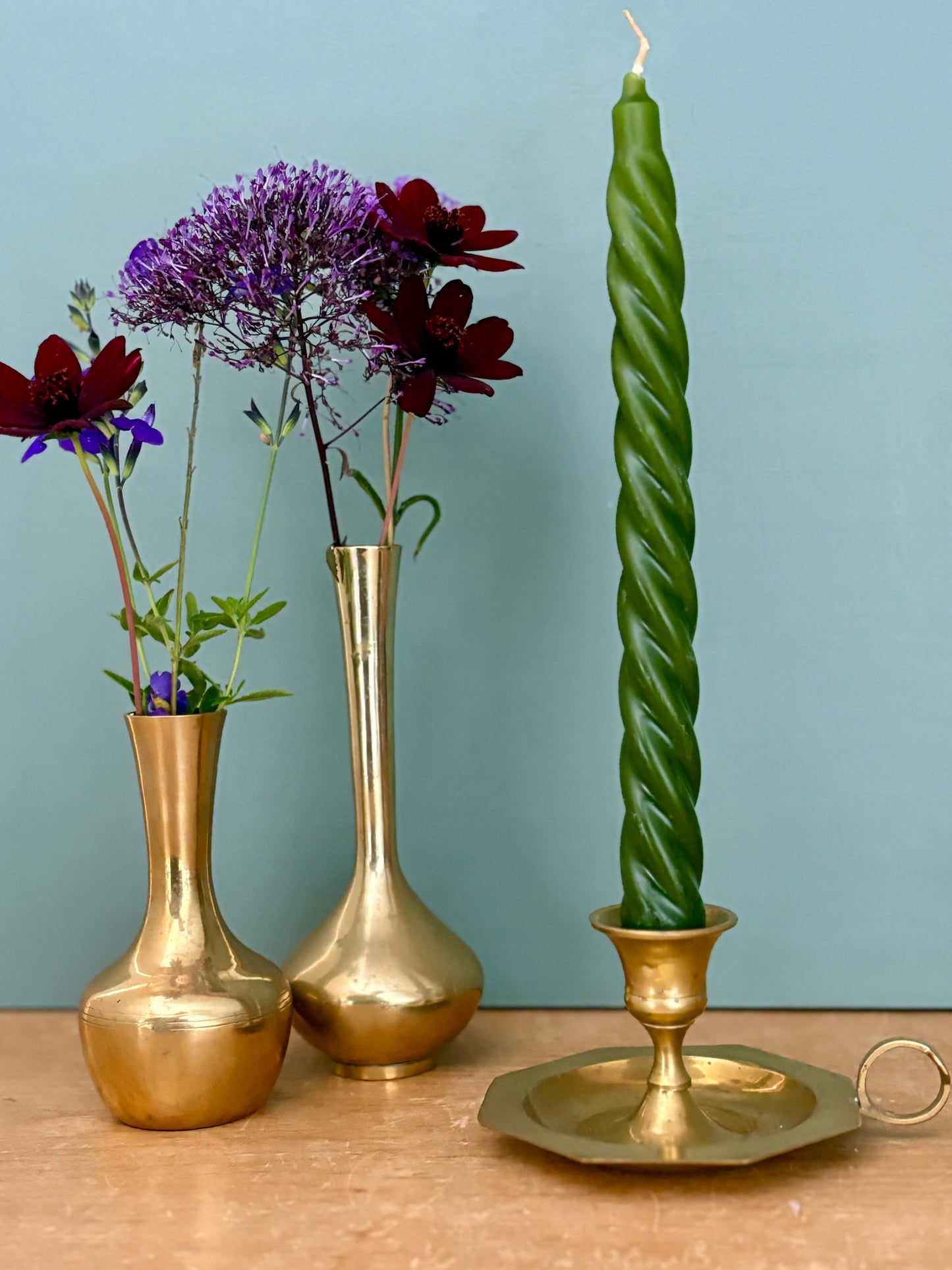 Bougeoir - chandelier ancien en laiton (B2)