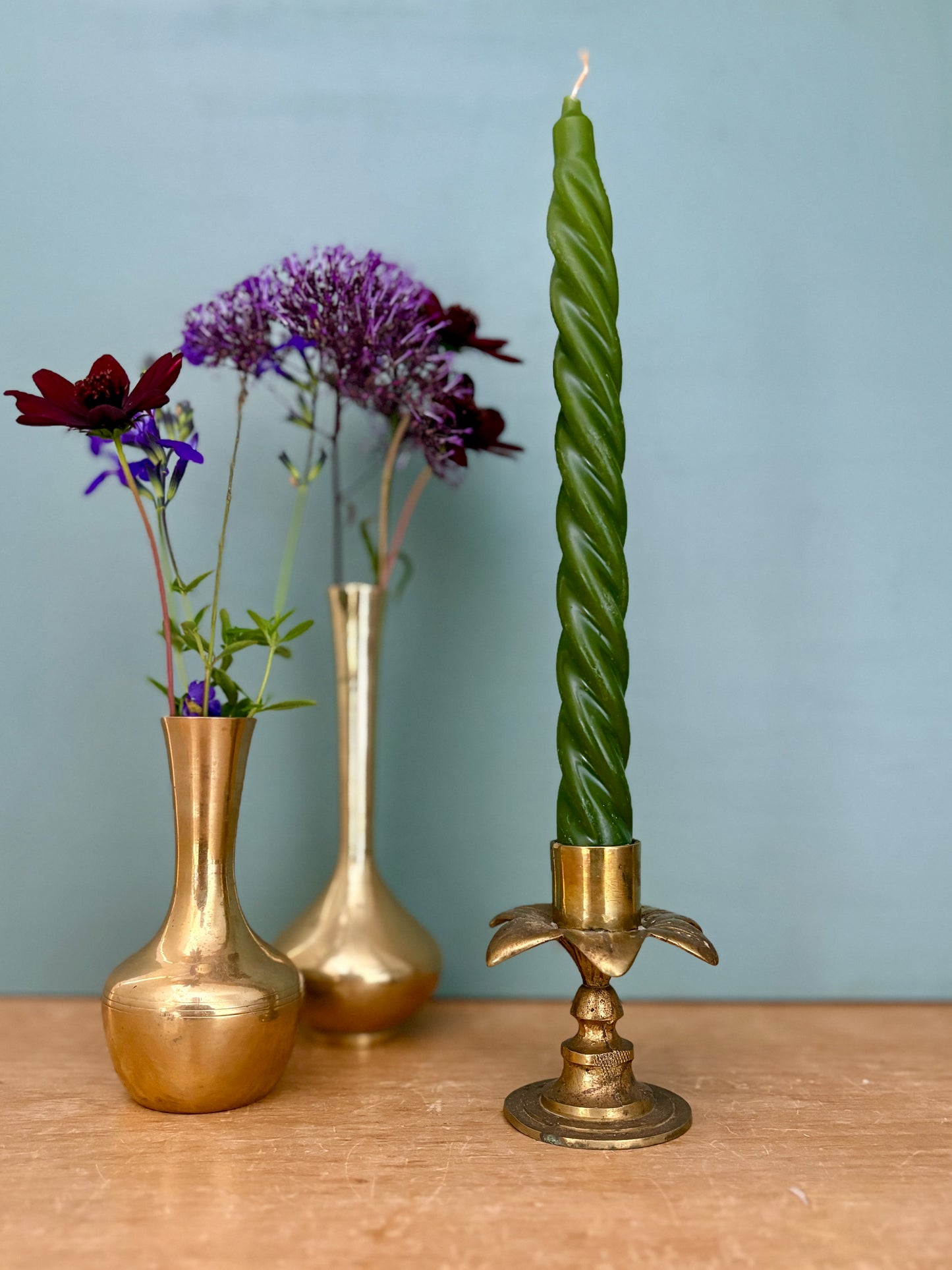 Bougeoir vintage en laiton en forme de palmier