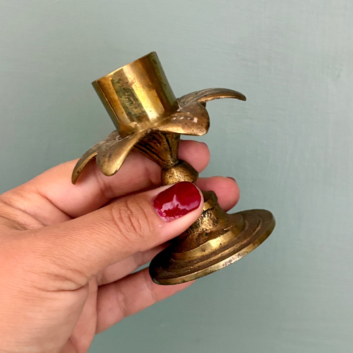 Bougeoir vintage en laiton en forme de palmier