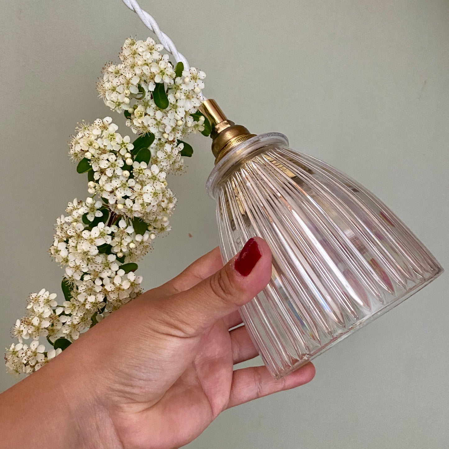 Suspension tulipe vintage en cristal de Baccarat