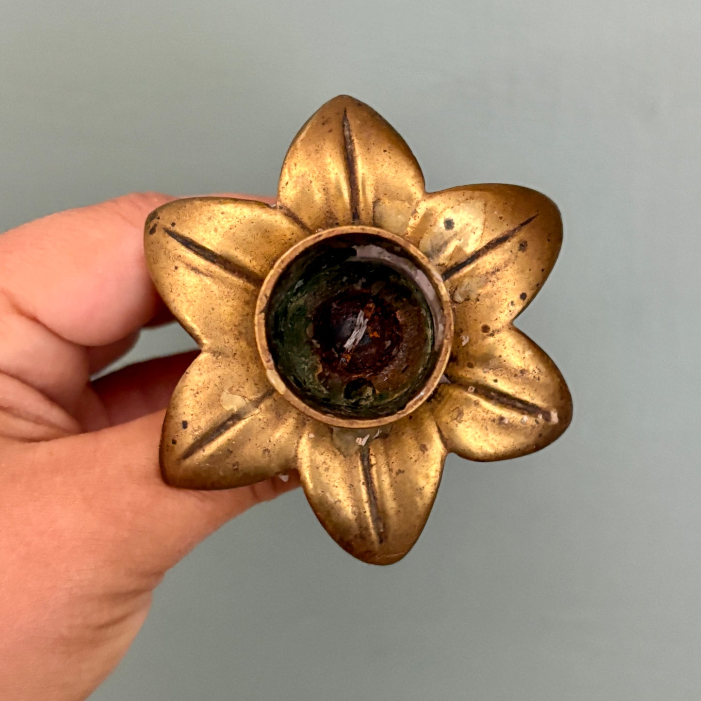 Bougeoir vintage en laiton en forme de palmier