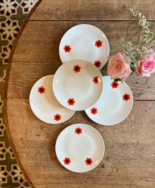 Lot de 5 assiettes à dessert vintage, Scherzer Bavaria