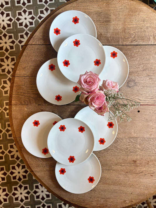 Lot de 8 assiettes plates vintage, Scherzer Bavaria